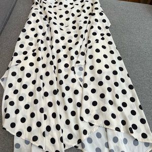 Polka dot ruffle midi skirt